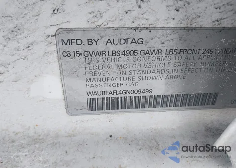 2016 Audi A4 2.0T Premium from USA, damaged, VIN WAUBFAFL4GN009499